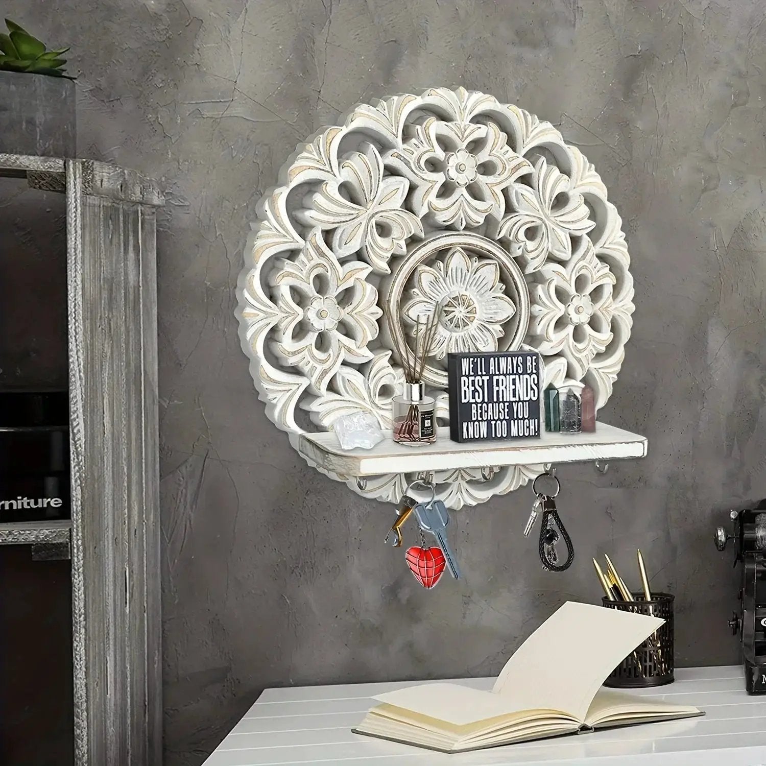 Shelf - Rustic Whitewashed Wood Wall by House Of Avana
