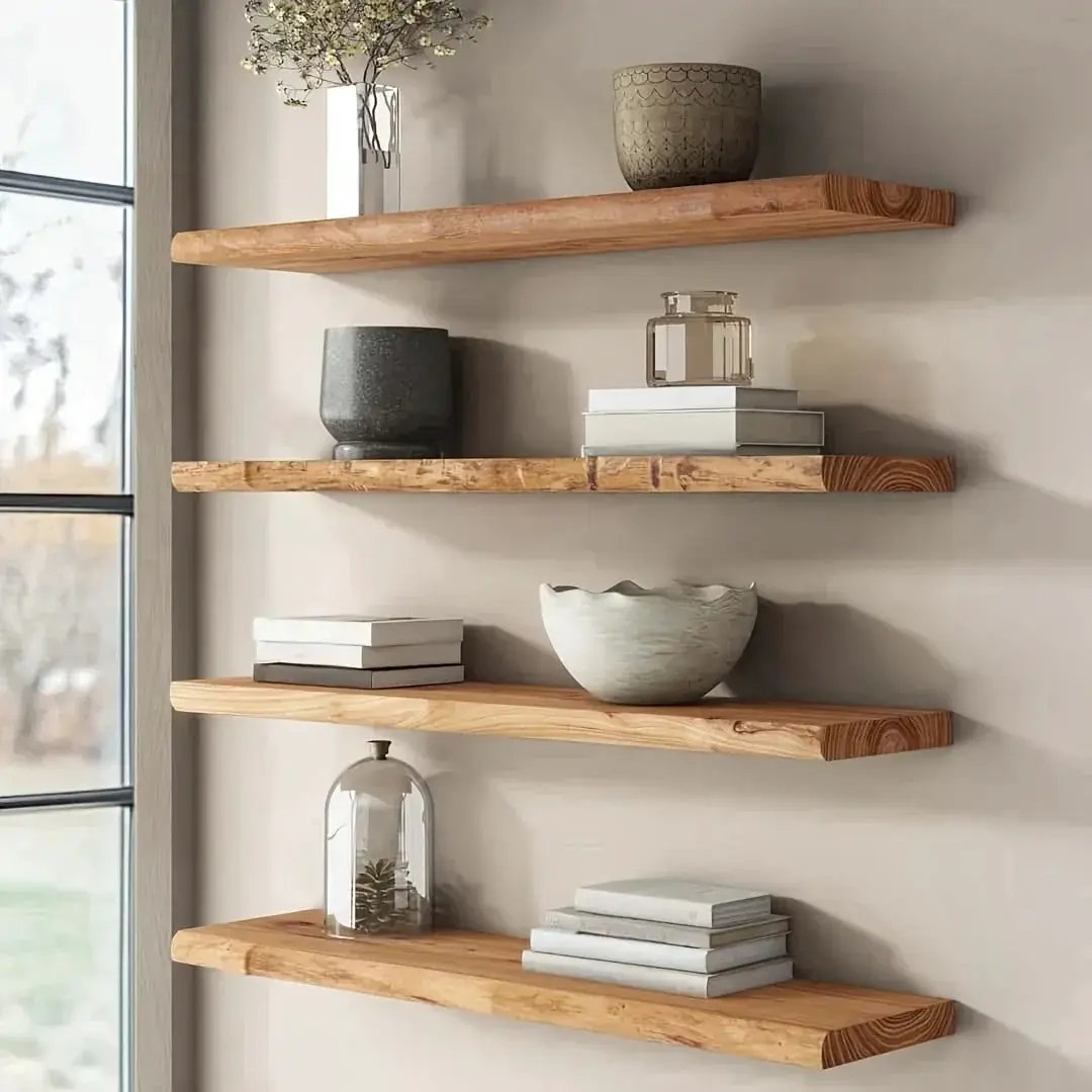 Shelves - Floating Natural Wood by House Of Avana