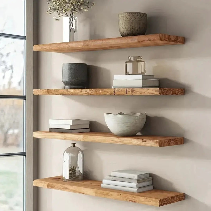 Shelves - Floating Natural Wood by House Of Avana