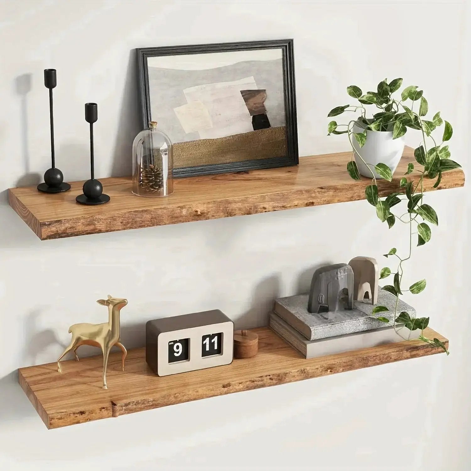 Shelves - Floating Natural Wood by House Of Avana