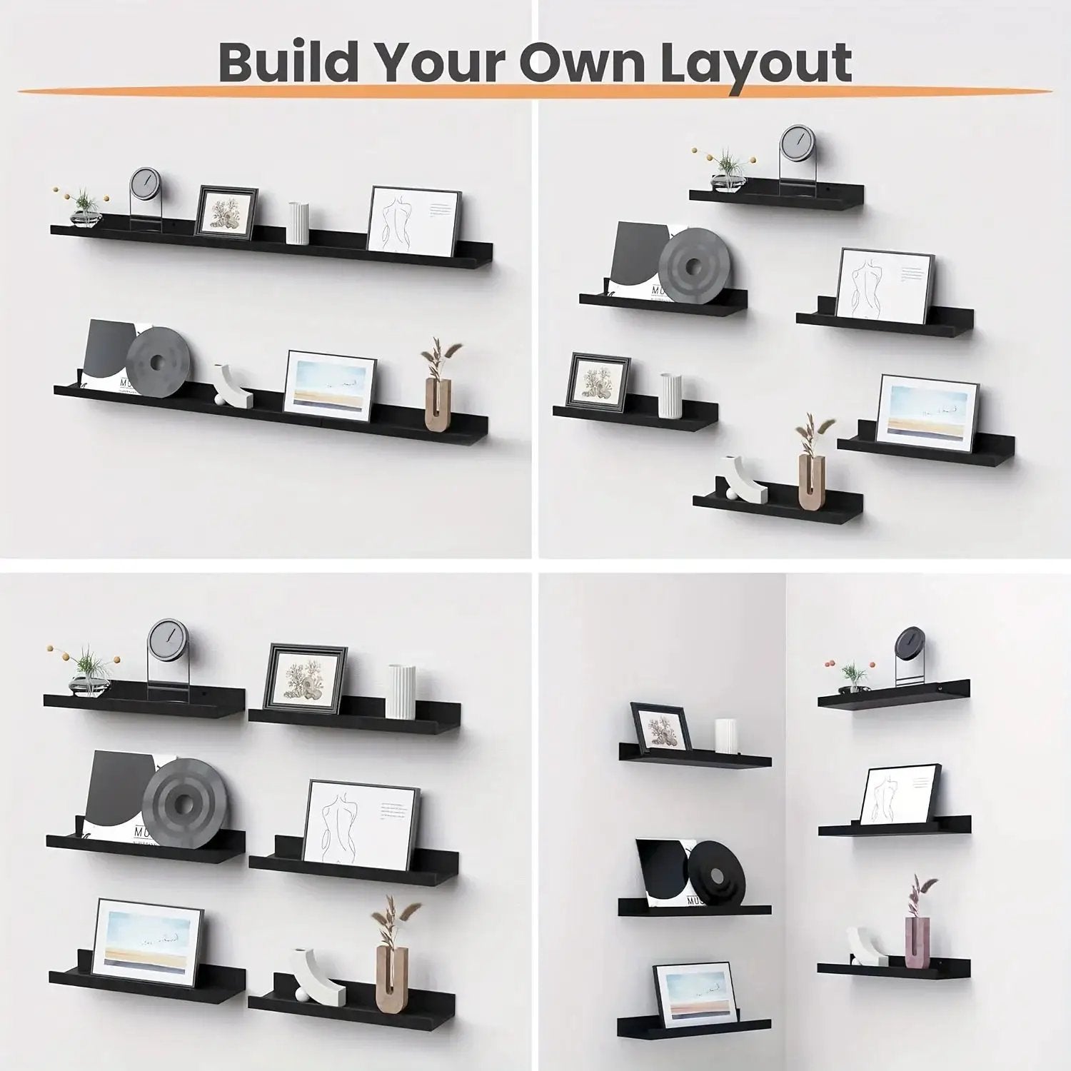 Shelves - Heavy-Duty Black 6pcs by House Of Avana