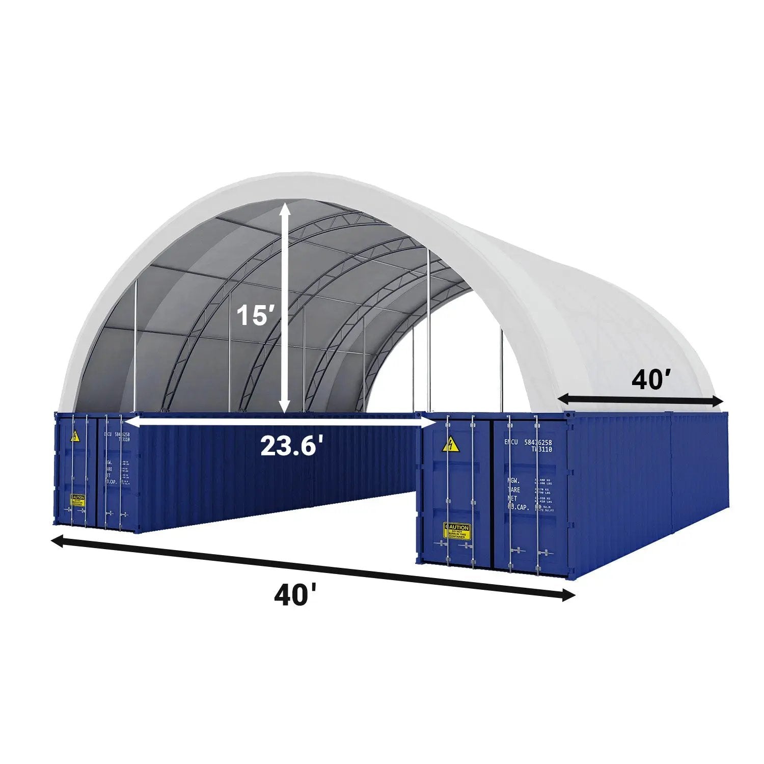 40'x40'x15' Double Truss Shipping Container Canopy Shelter, Outside by Chery Industrial