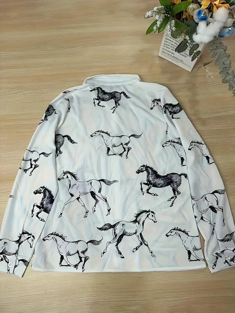 Shirt - Cat Print Cotton Long-Sleeve by House Of Avana