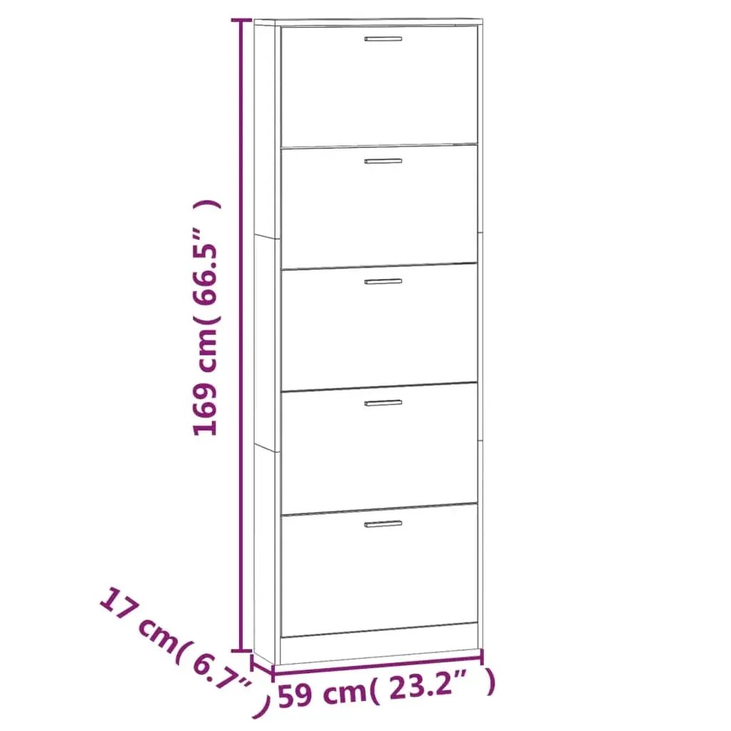 Shoe Cabinet - Vertical Wood Grey 3 Shelf by House Of Avana