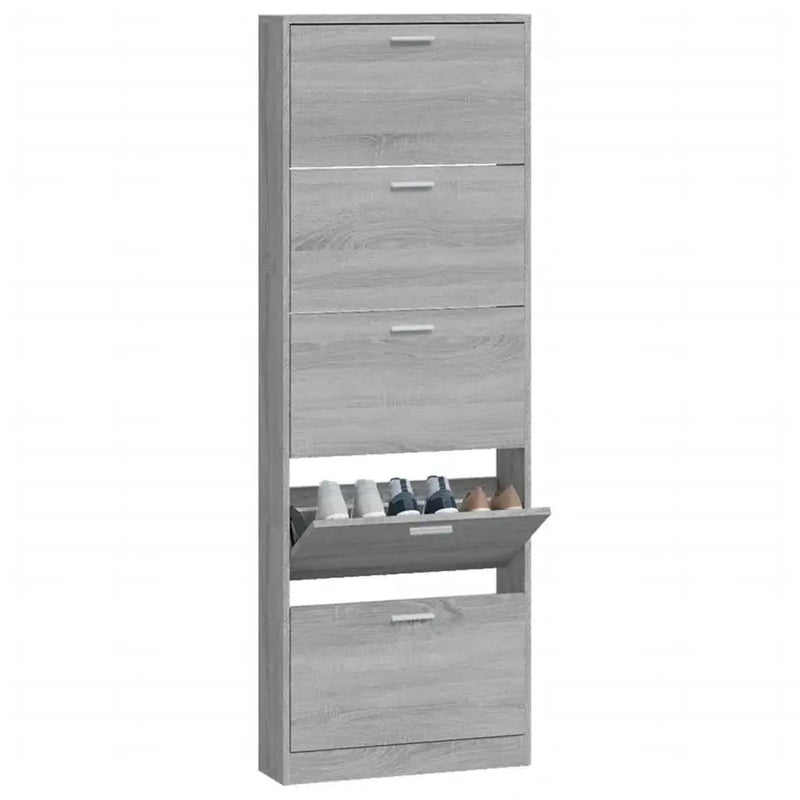 Shoe Cabinet - Vertical Wood Grey 3 Shelf by House Of Avana