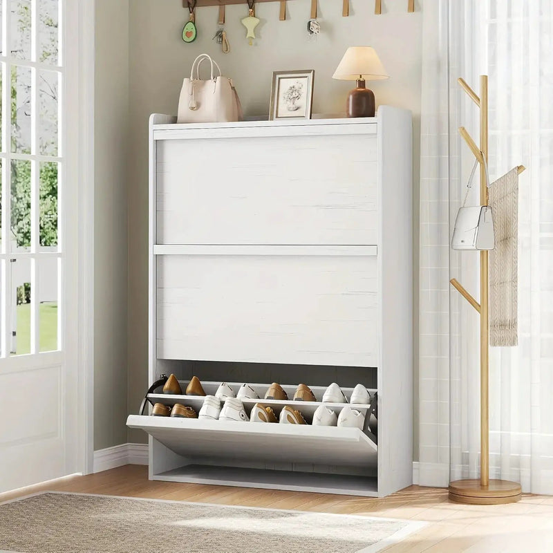 Shoe Cabinet with 3 Flip Drawers, Modern Shoe Storage Organizer with Adjustable Shelves for Entryway, Hallway & Living Room – 80.52cm x 25.91cm x 46.1 by House Of Avana