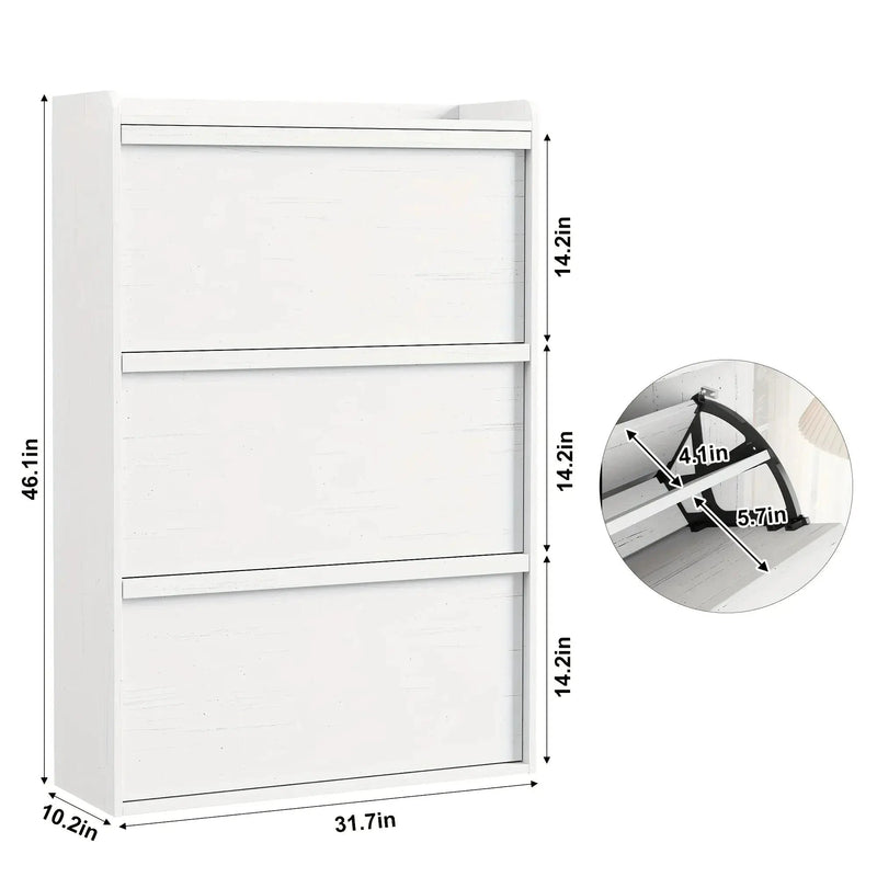 Shoe Cabinet with 3 Flip Drawers, Modern Shoe Storage Organizer with Adjustable Shelves for Entryway, Hallway & Living Room – 80.52cm x 25.91cm x 46.1 by House Of Avana