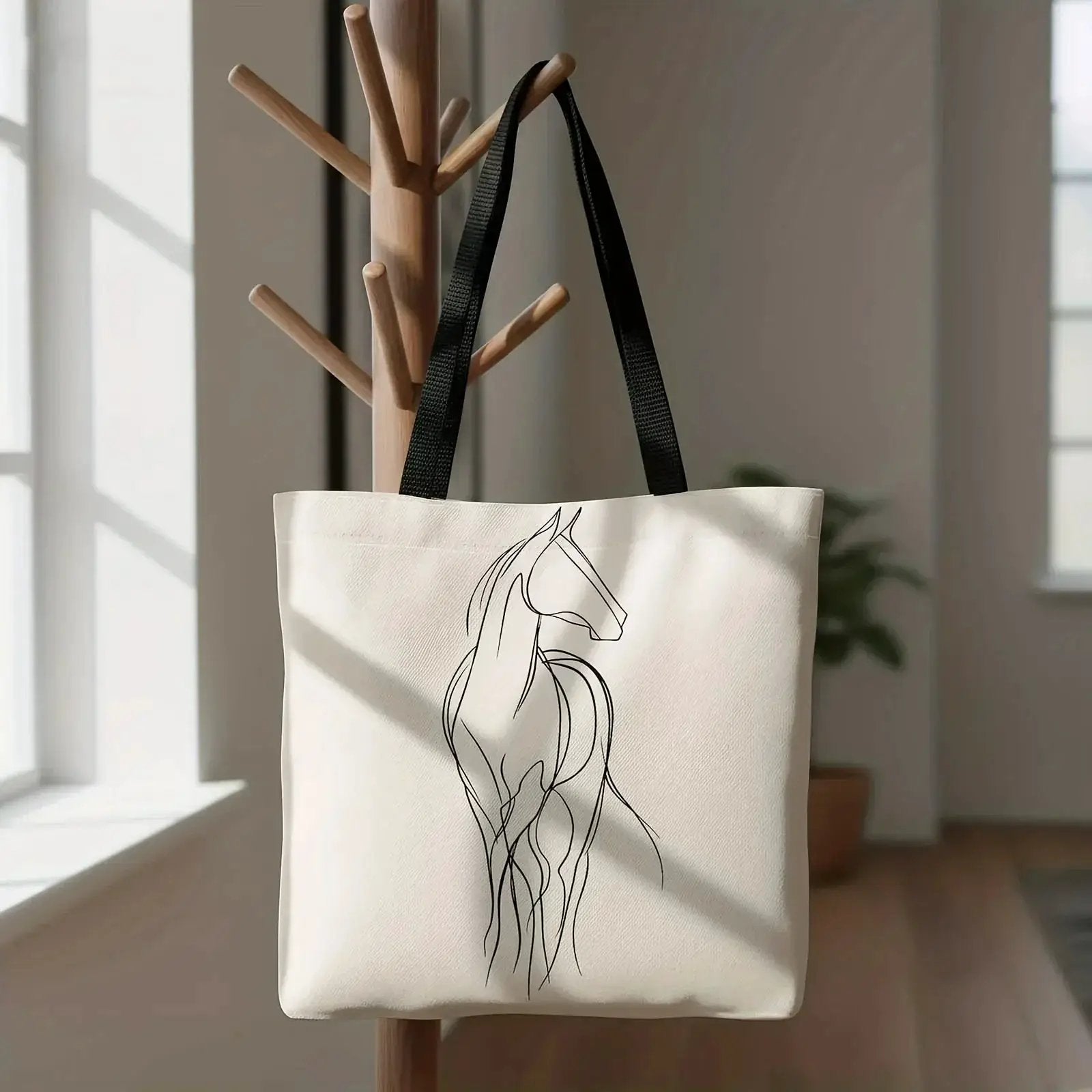 Shoulder Bag - Minimalist Equestrian Cotton Large by House Of Avana