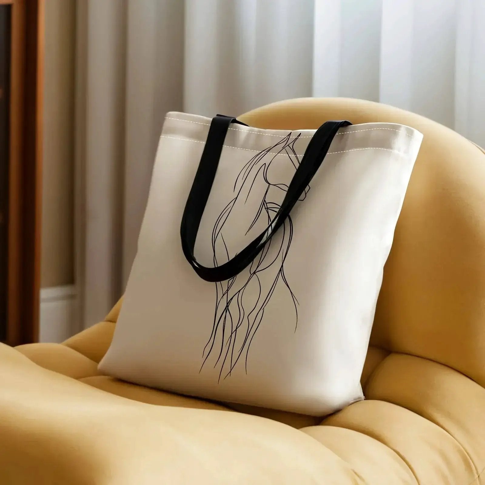 Shoulder Bag - Minimalist Equestrian Cotton Large by House Of Avana