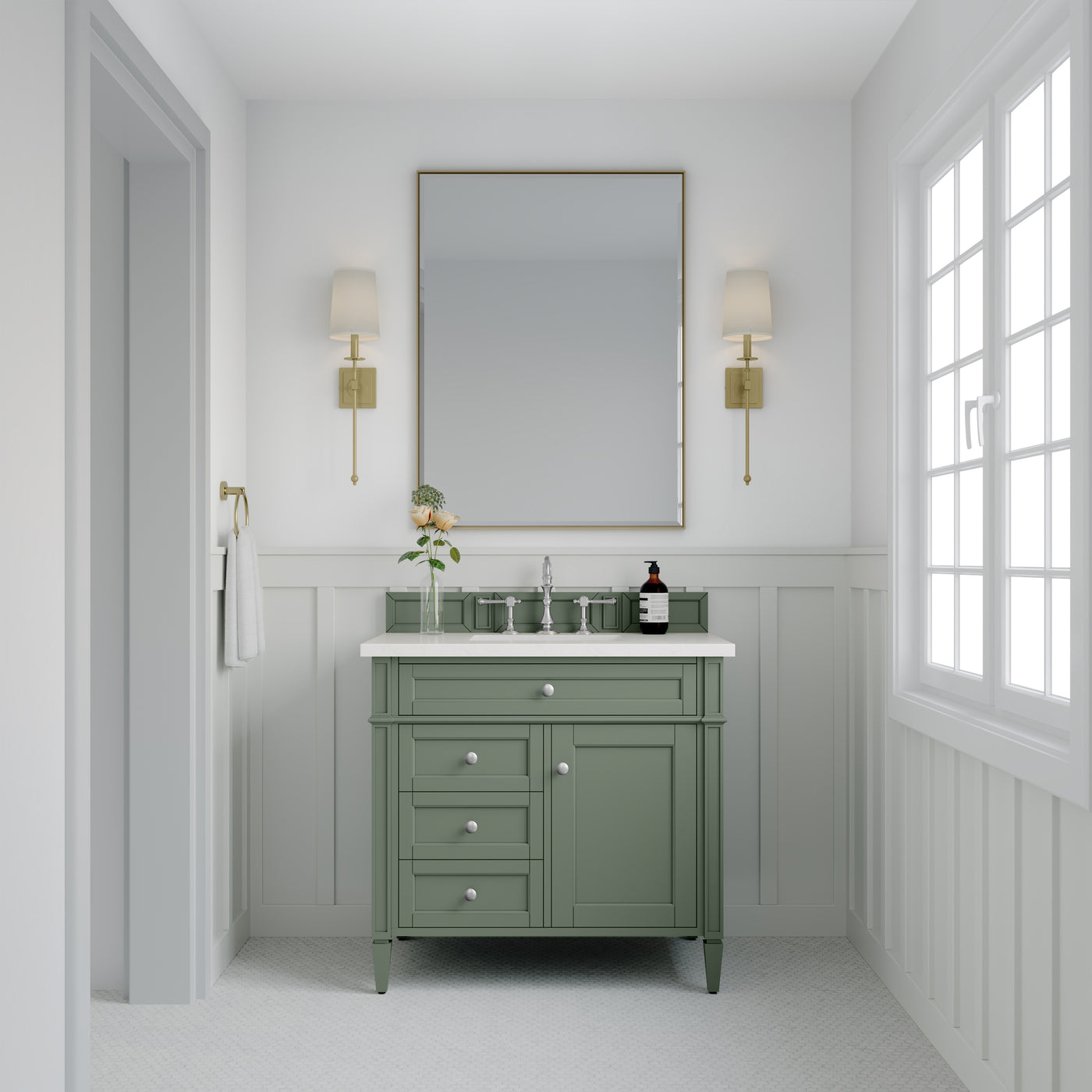 James Martin Brittany 36" Single Bathroom Vanity, Smokey Celadon, view 15