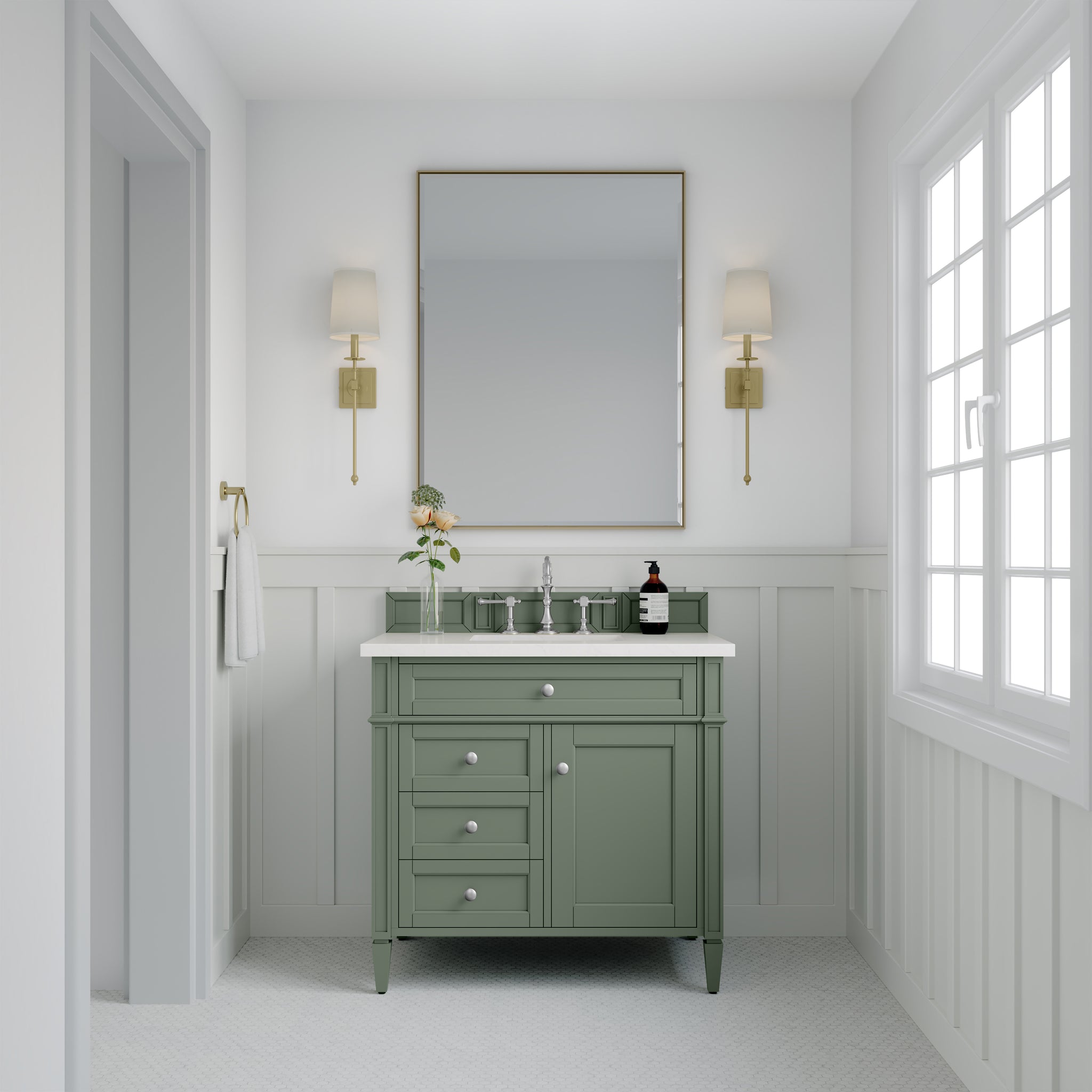James Martin Brittany 36" Single Bathroom Vanity, Smokey Celadon, view 15