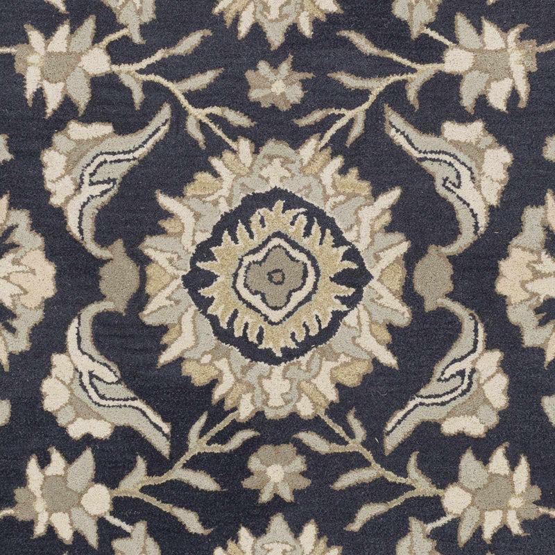 Caesar CAE-1164 Black Floral Wool Rug by Boutique Rugs