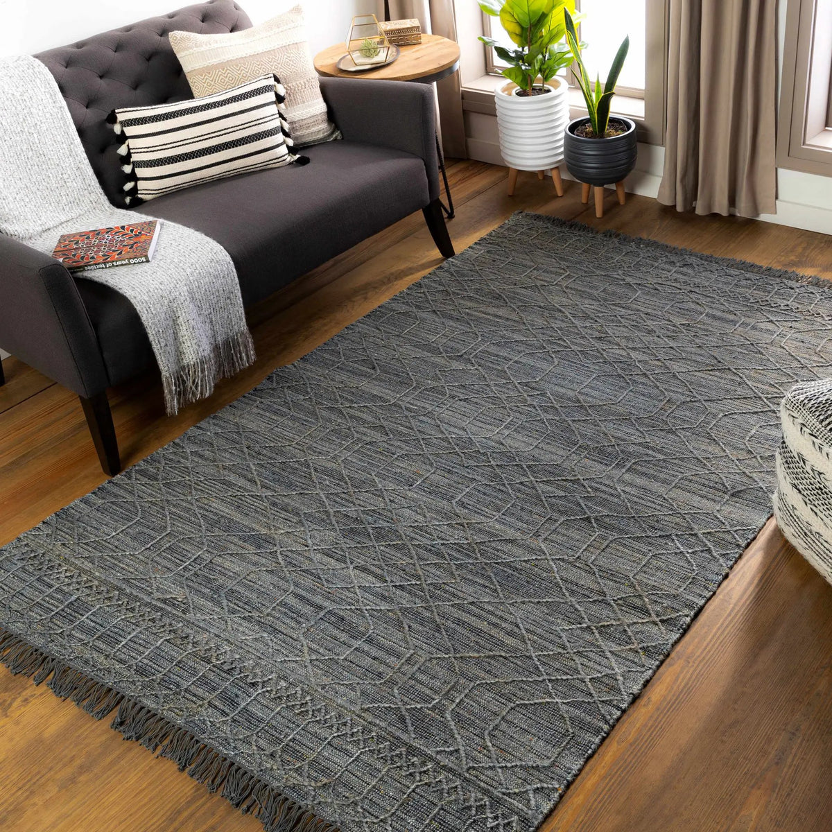 Manby Black Jute&Wool Area Carpet Area Rug - Clearance, installed in a room