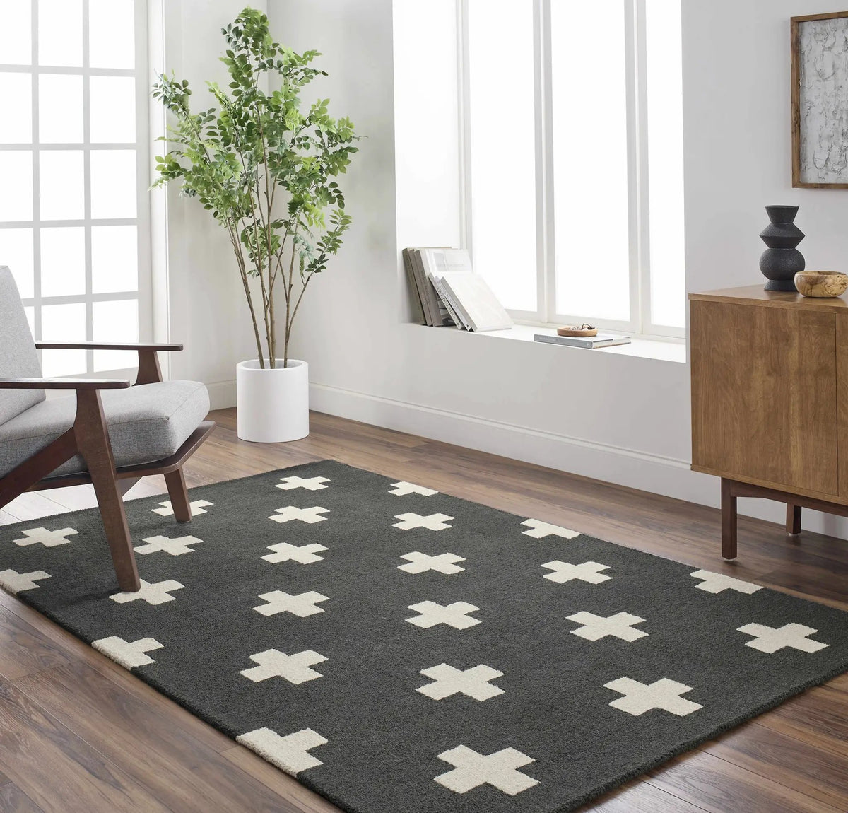 Shawanee Wool Area Rug, installed in a room