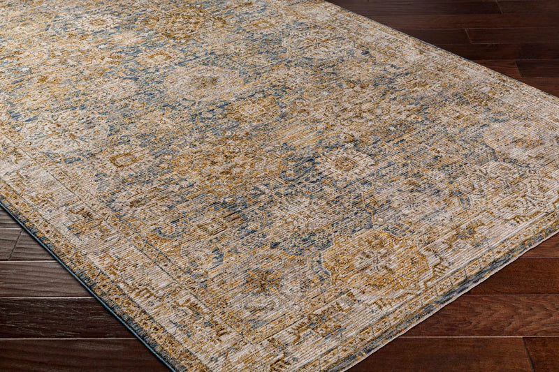 Ange Cream & Blue Rich Textured Rug by Boutique Rugs