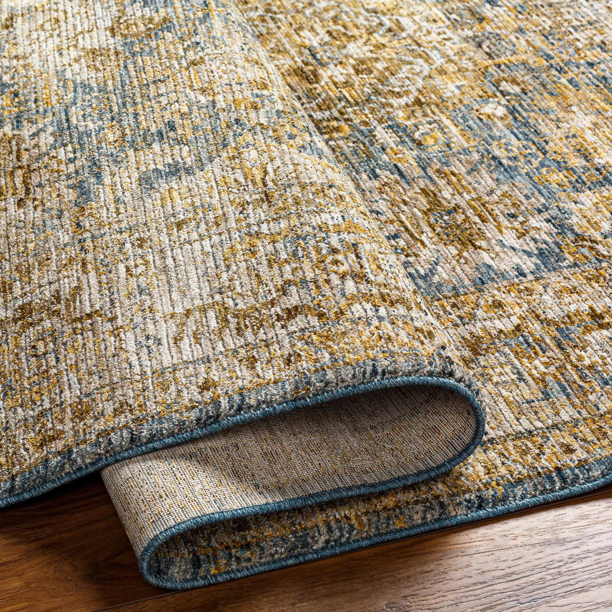Ange Cream & Blue Rich Textured Rug, photo 6 of 12