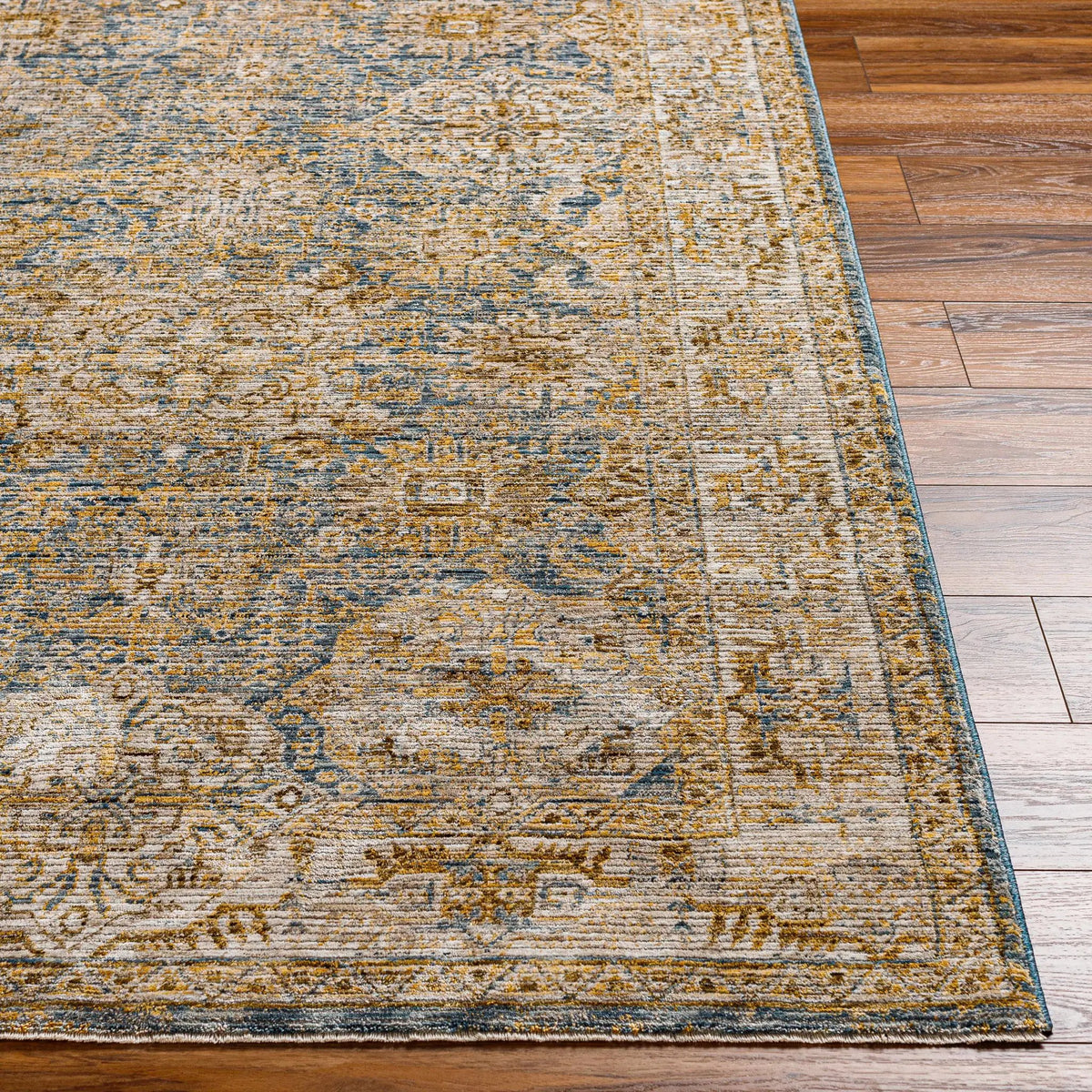 Ange Cream & Blue Rich Textured Rug, photo 4 of 12