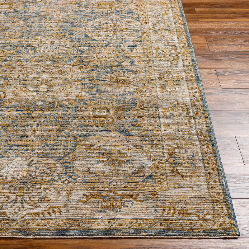 Ange Cream & Blue Rich Textured Rug by Boutique Rugs