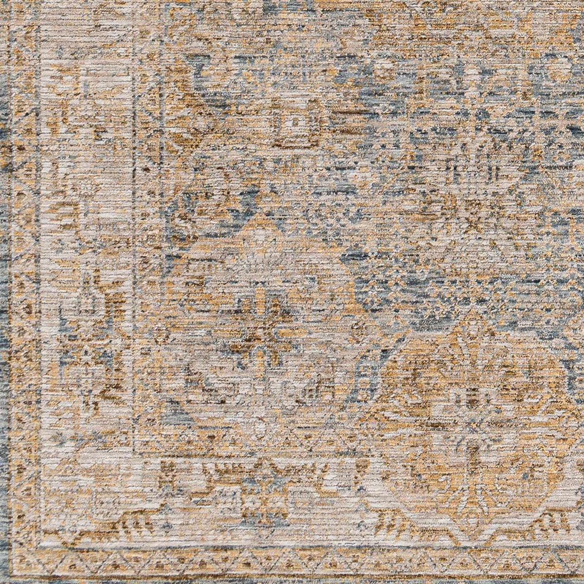 Ange Cream & Blue Rich Textured Rug, sample swatch
