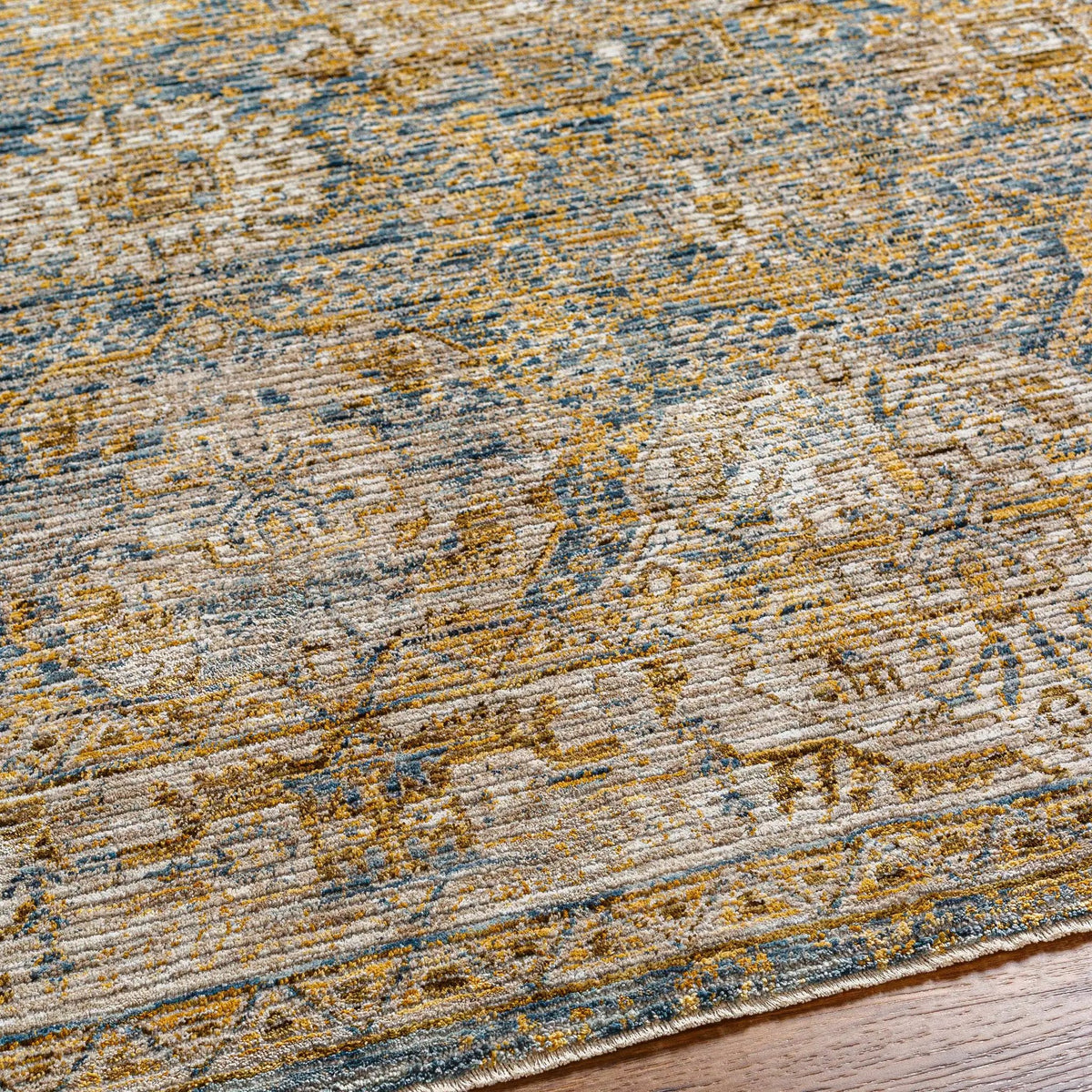 Ange Cream & Blue Rich Textured Rug, photo 7 of 12