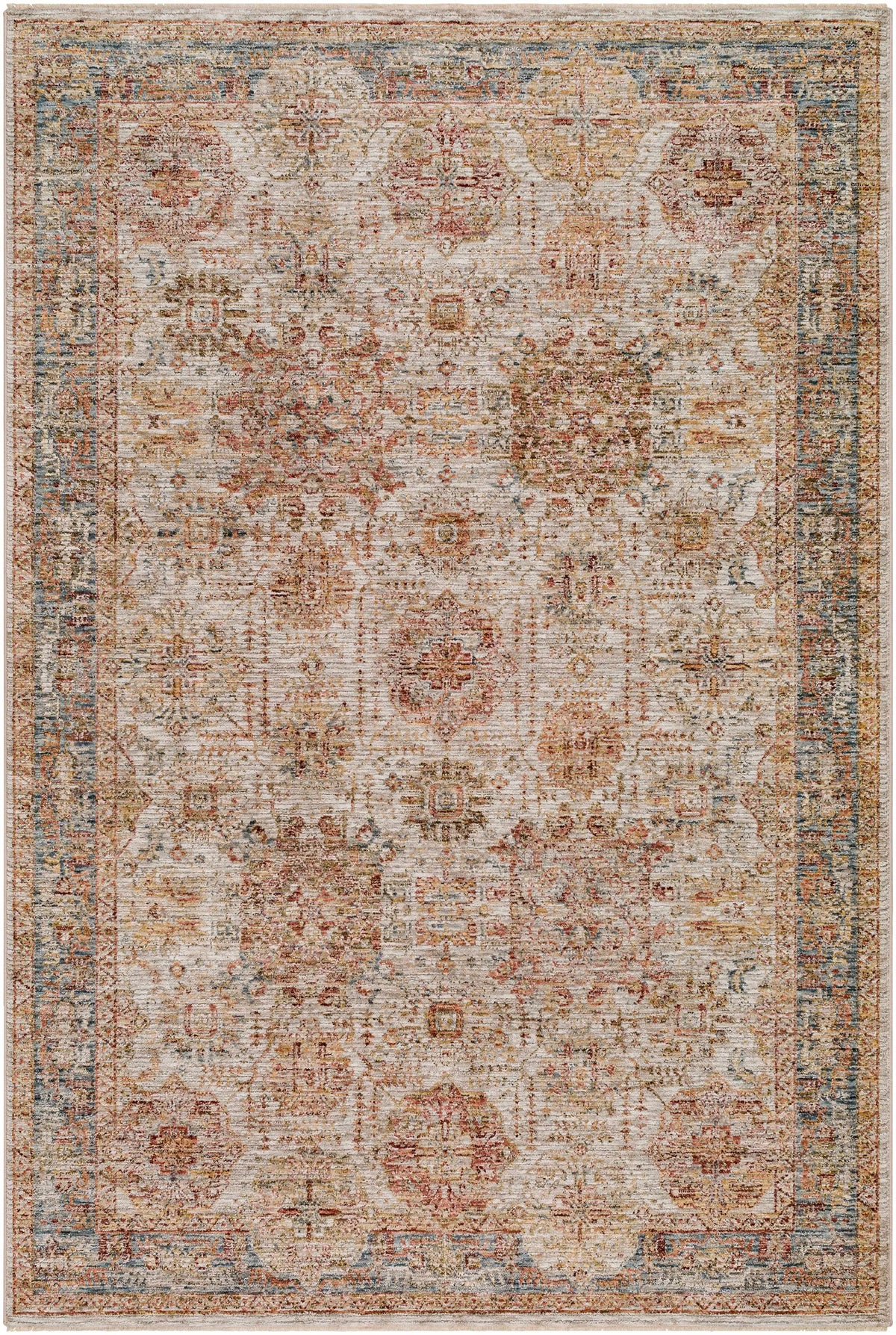 Ange Tan & Blue Rich Textured Traditional Rug, photo 8 of 11