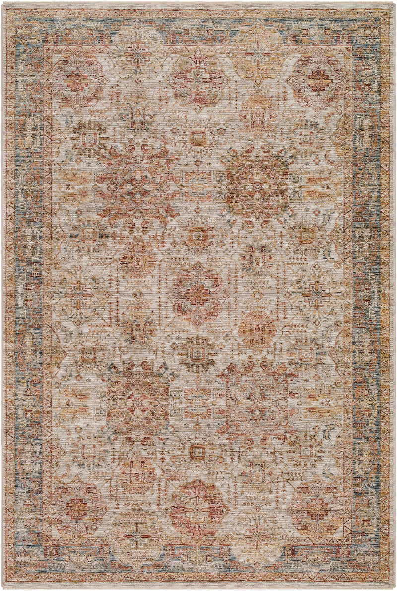 Ange Tan & Blue Rich Textured Traditional Rug by Boutique Rugs