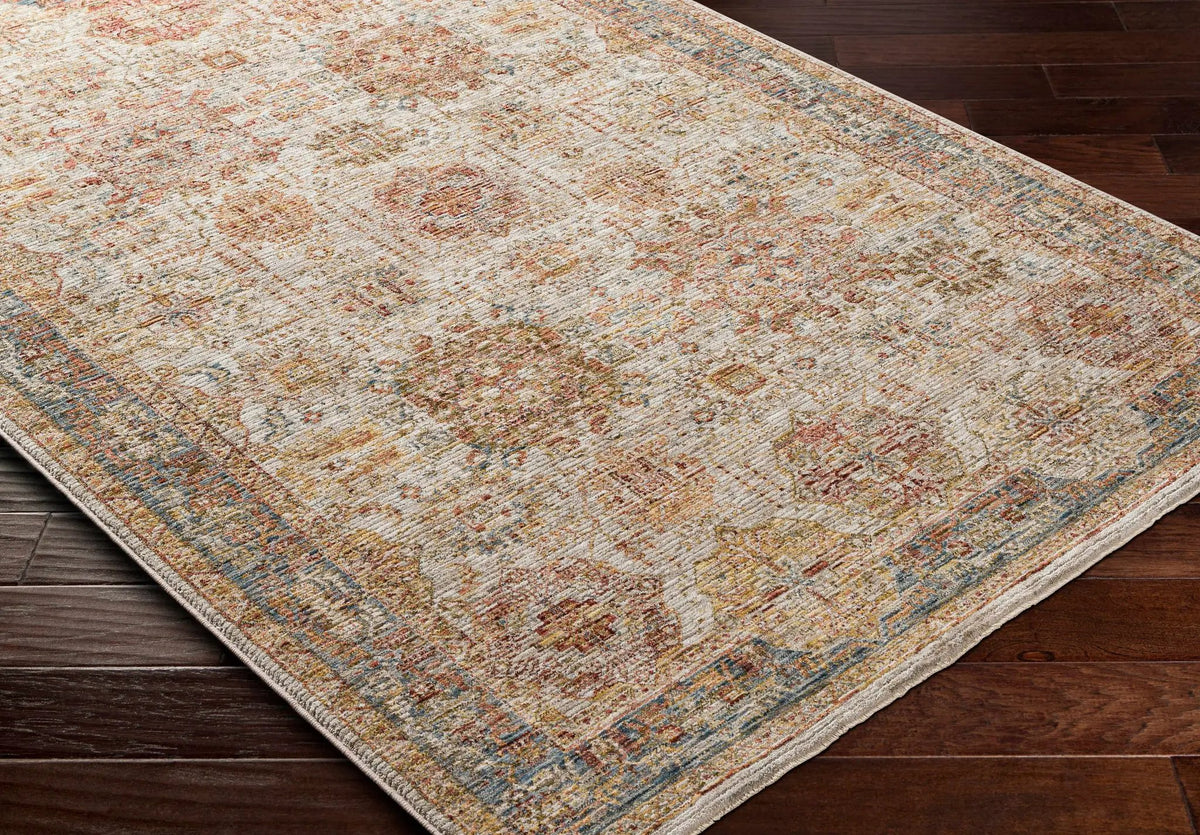 Ange Tan & Blue Rich Textured Traditional Rug, photo 9 of 11