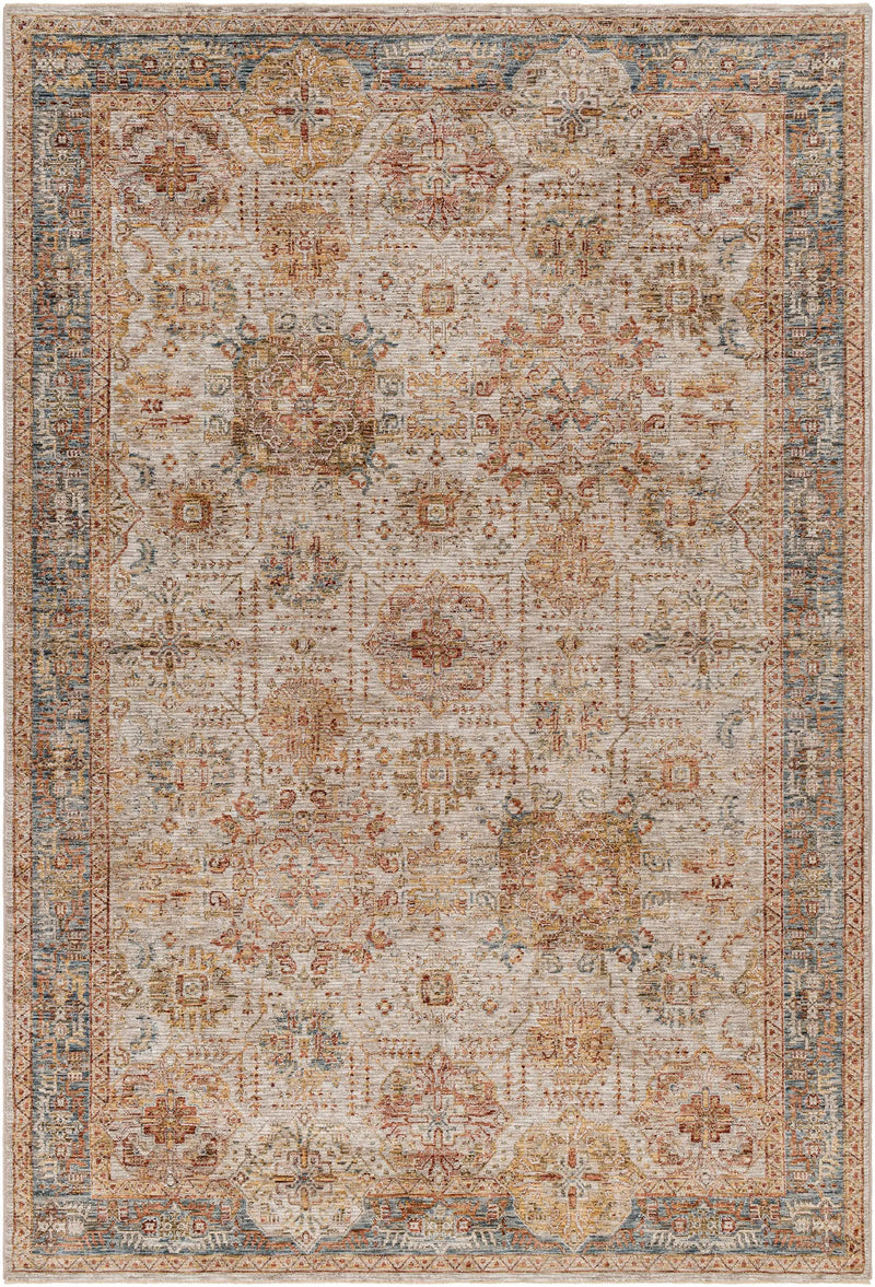 Ange Tan & Blue Rich Textured Traditional Rug by Boutique Rugs