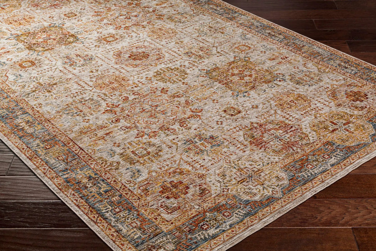 Ange Tan & Blue Rich Textured Traditional Rug, photo 4 of 11