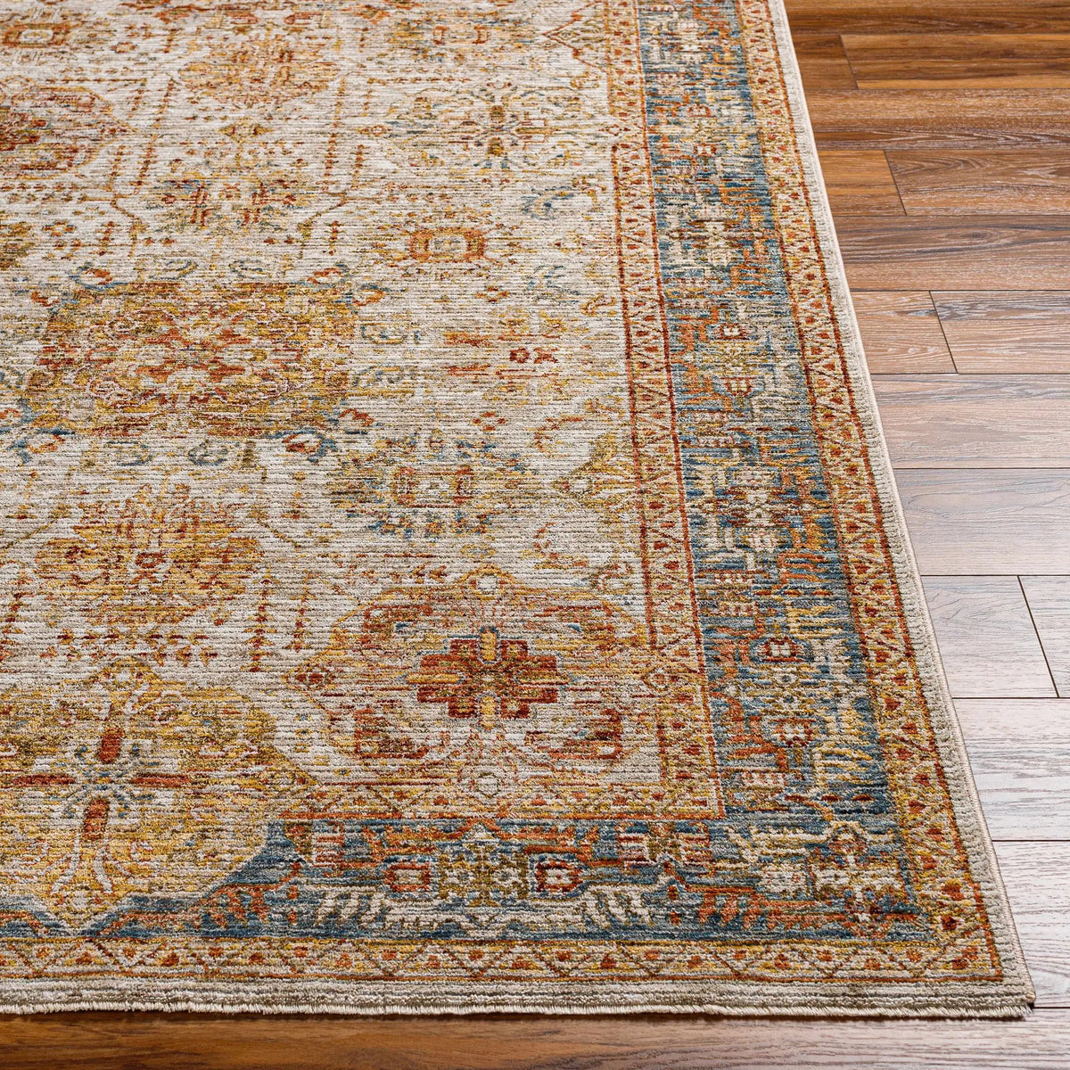 Ange Tan & Blue Rich Textured Traditional Rug, photo 3 of 11
