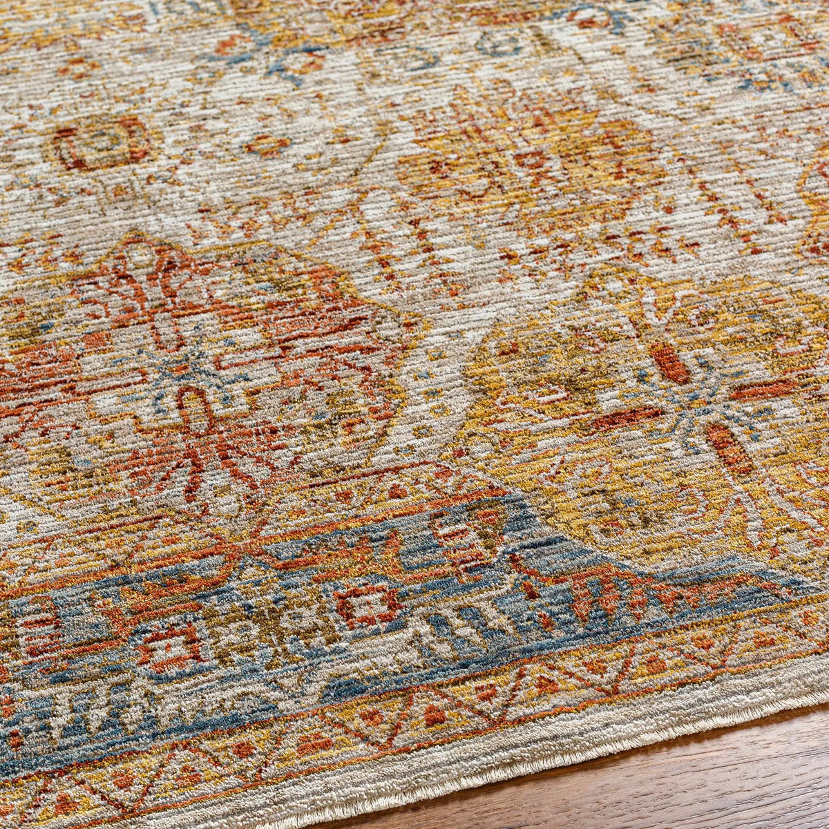 Ange Tan & Blue Rich Textured Traditional Rug, photo 6 of 11