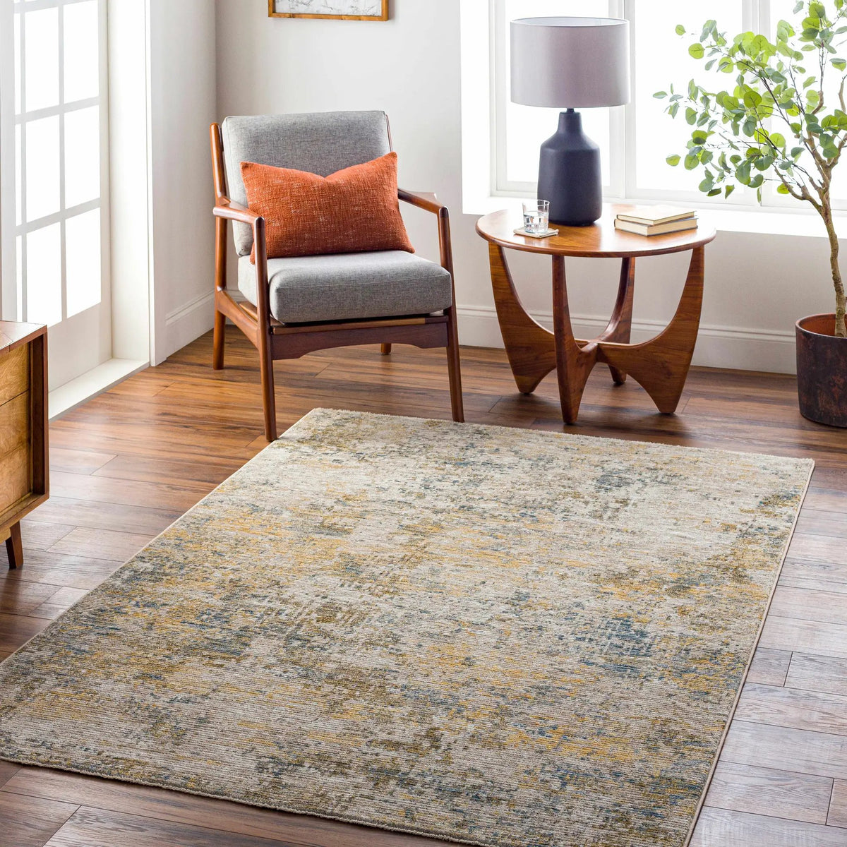 Chas Beige Rich Textured Traditional Rug, installed in a room 2