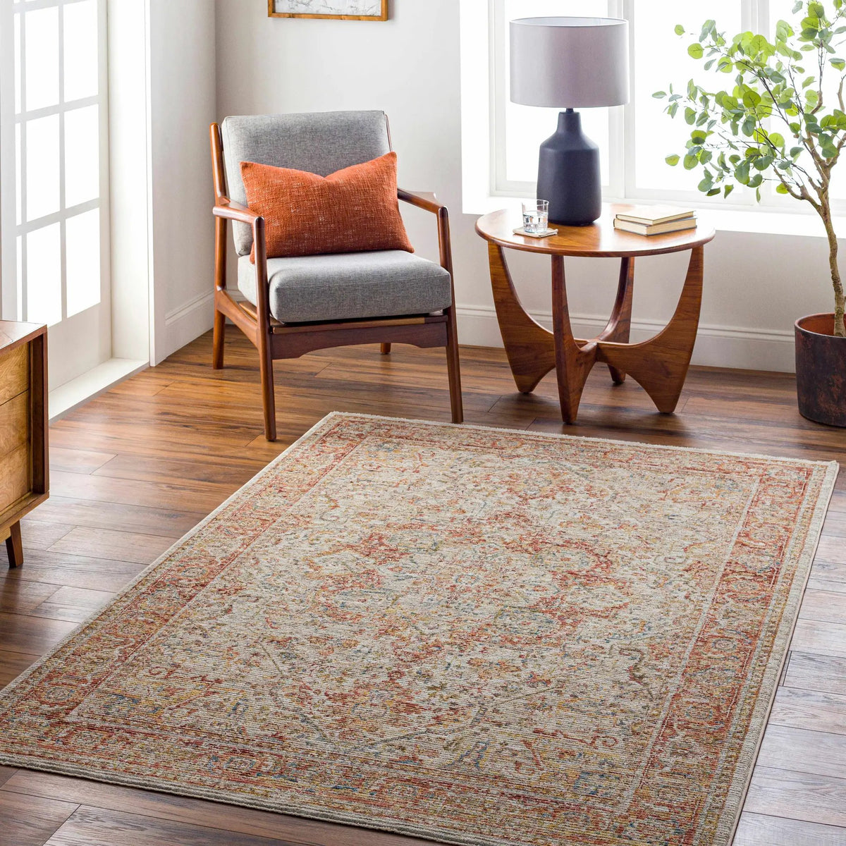 Cress Rust Rich Textured Traditional Rug, installed in a room 2