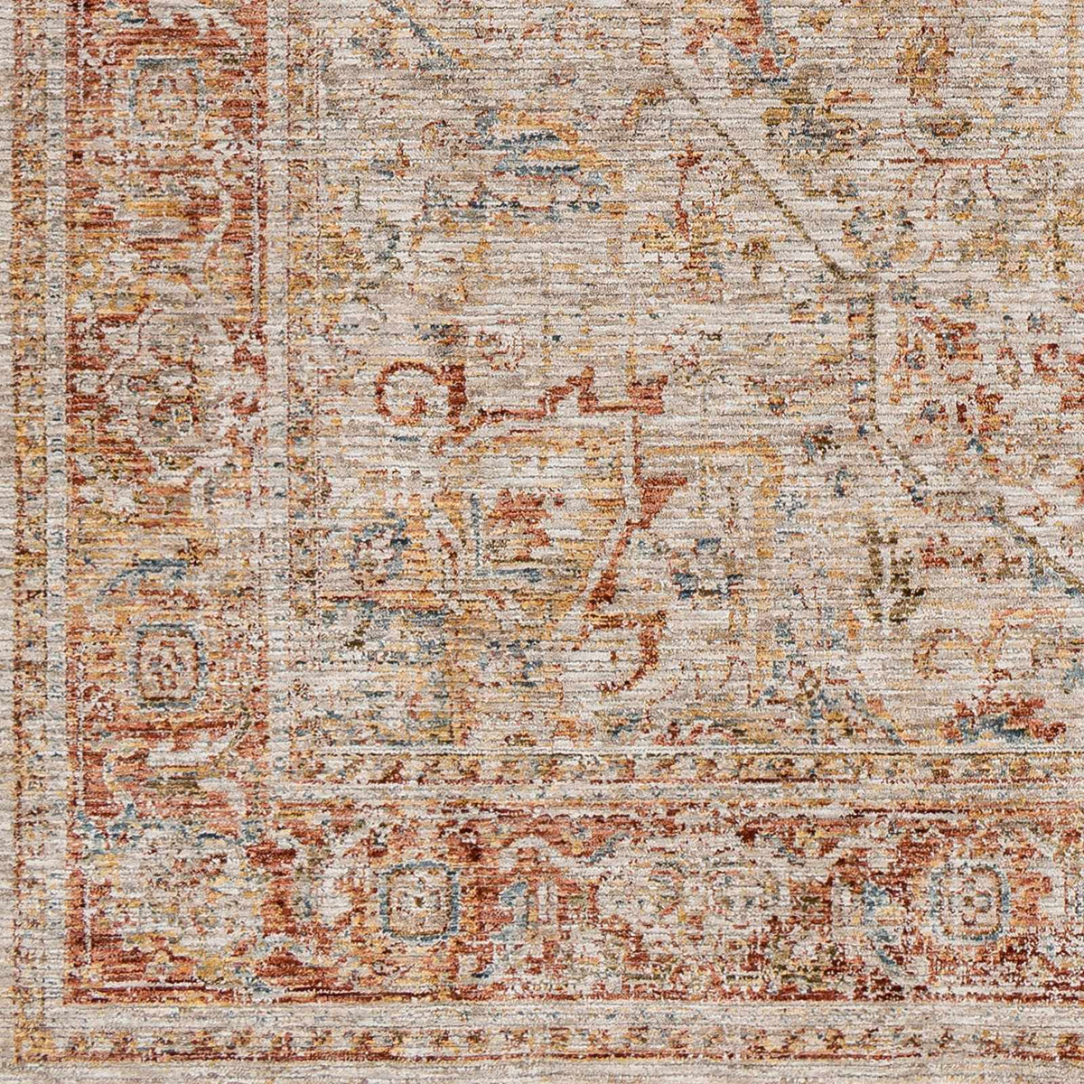 Cress Rust Rich Textured Traditional Rug, sample swatch