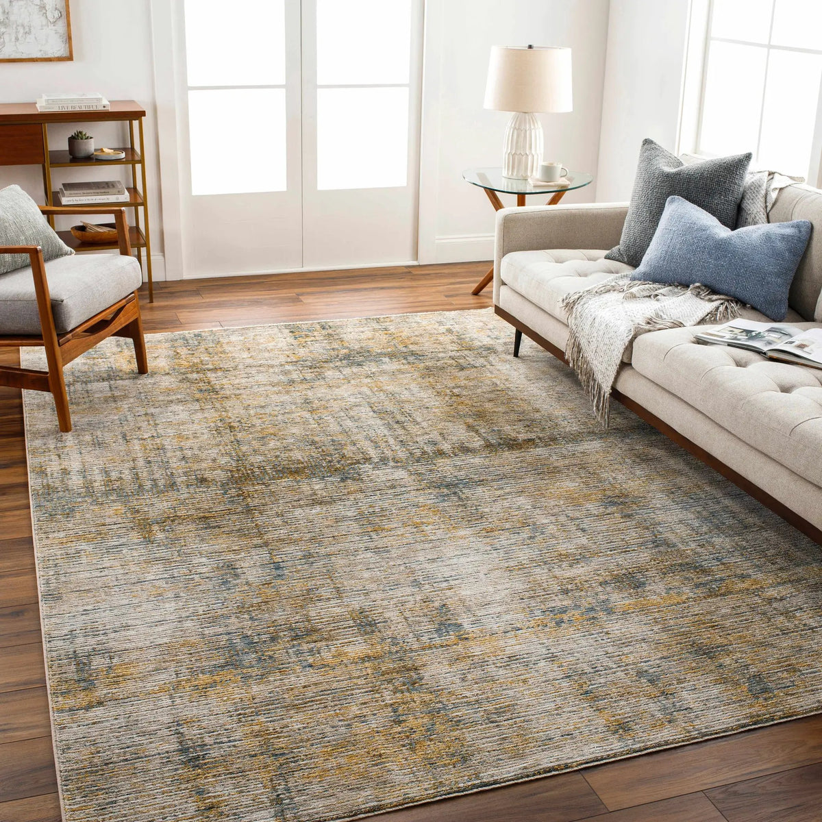 Osma Rich Textured Traditional Rug, installed in a room