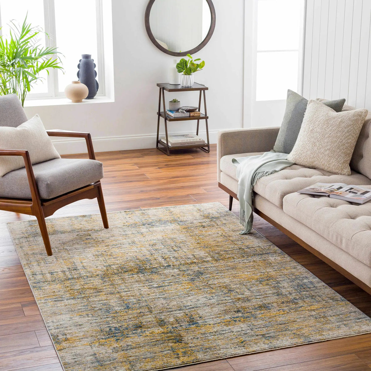 Osma Rich Textured Traditional Rug, installed in a room 2
