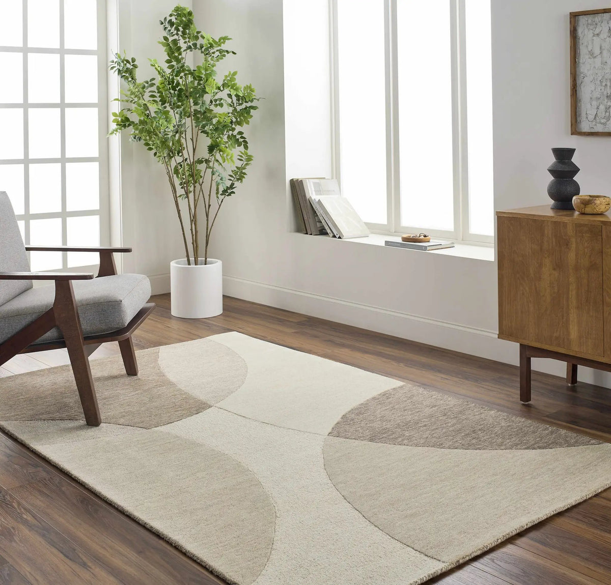 Cassiopeia Dark Brown & Beige Area Rug - Clearance, installed in a room