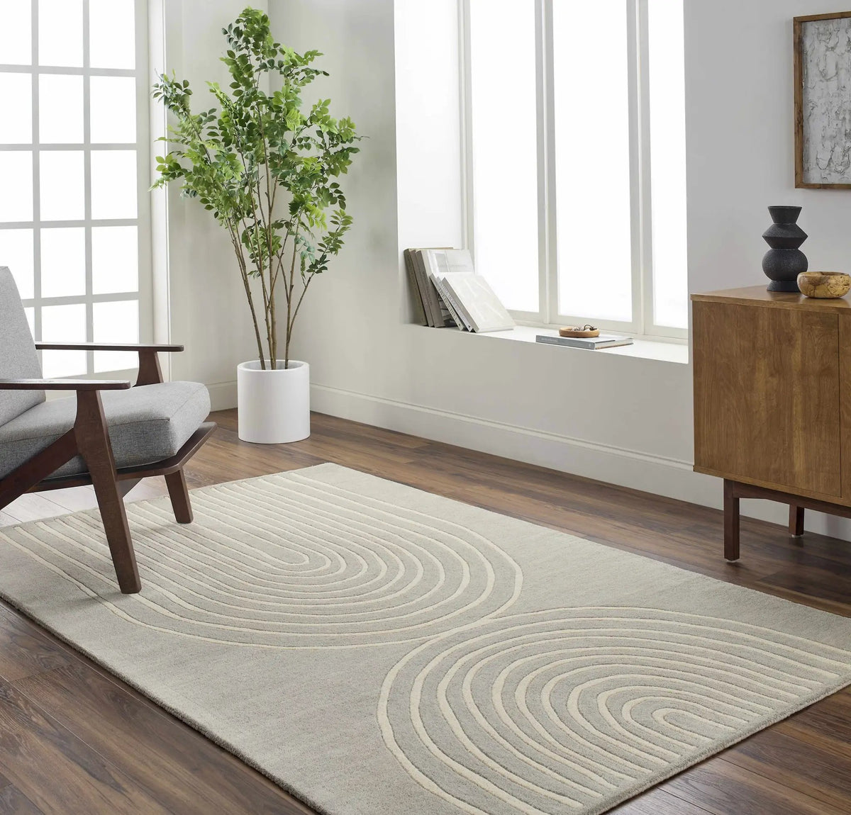 Fuat Medium Gray Area Rug - Clearance, installed in a room