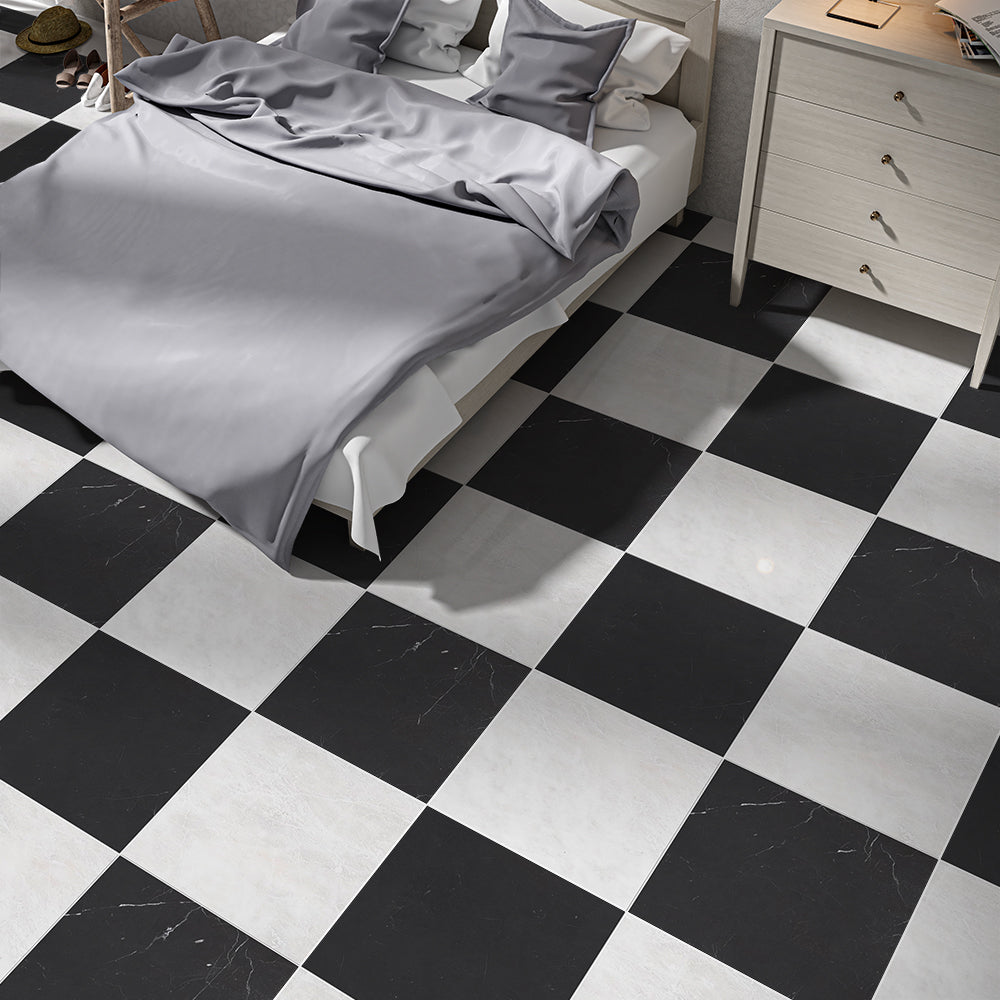 Black, Siberian White Honed Checkerboard Pattern Marble Tiles 12x12 Marble Honed 12x12 Tiles — 2