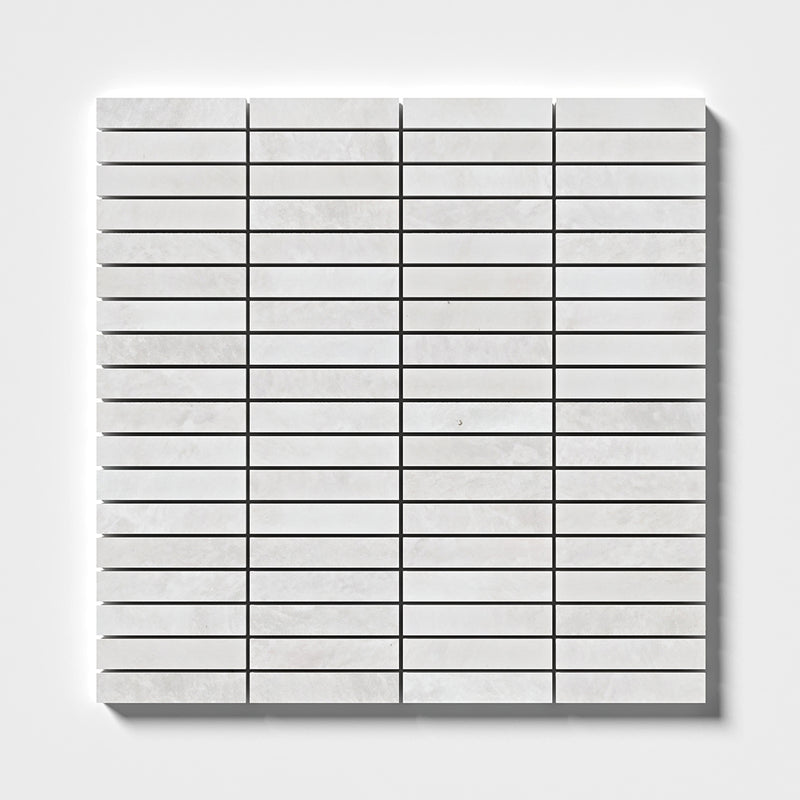Siberian White Honed 5/8x3 Marble Mosaics 12x12 Marble Honed 12x12 Mosaics