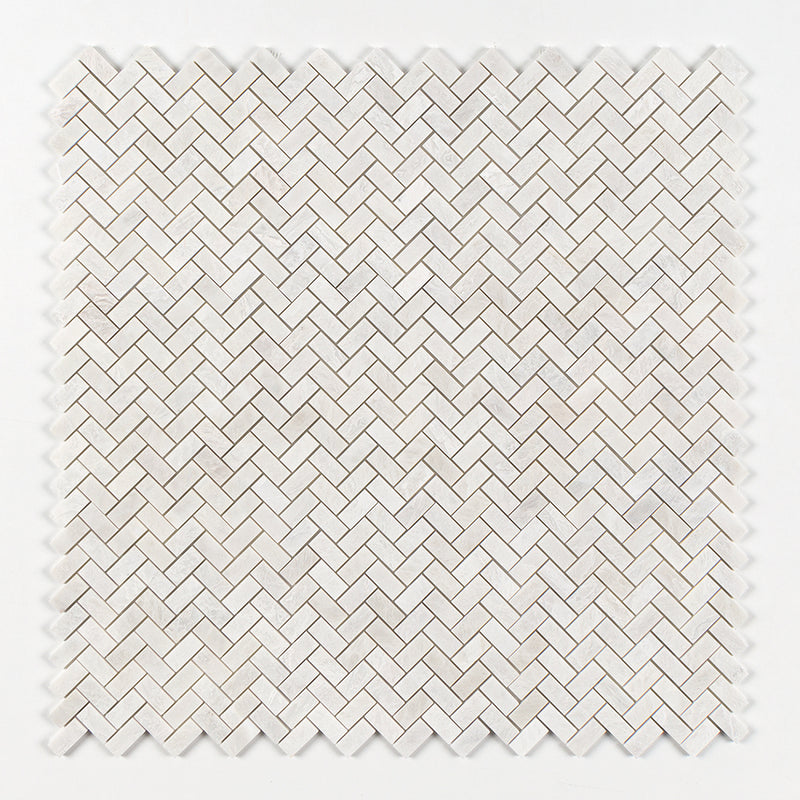 Siberian White Honed Herringbone 1x2 Marble Mosaics 11x11 Marble Honed 12x12 Mosaics — 1