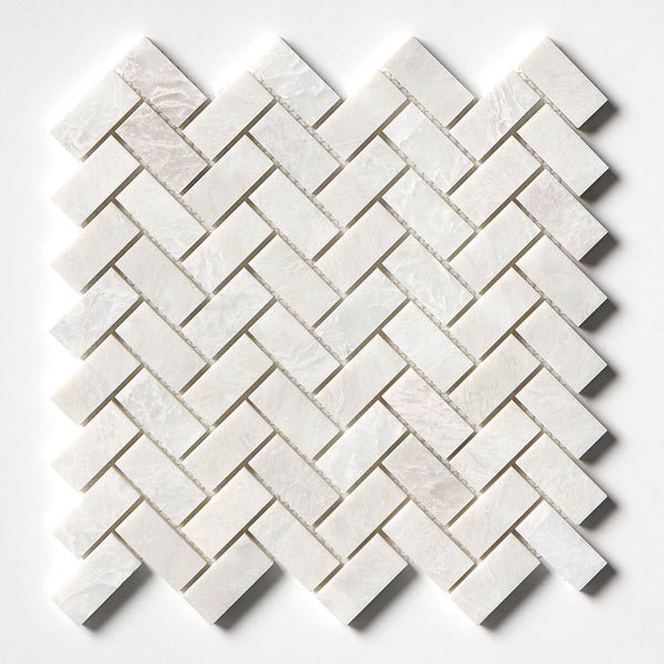 Siberian White Honed Herringbone 1x2 Marble Mosaics 11x11