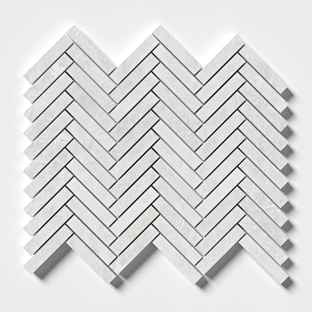 Siberian White Honed Herringbone Marble Mosaics 10 7/16x12 13/16 Marble Honed 12x12 Mosaics
