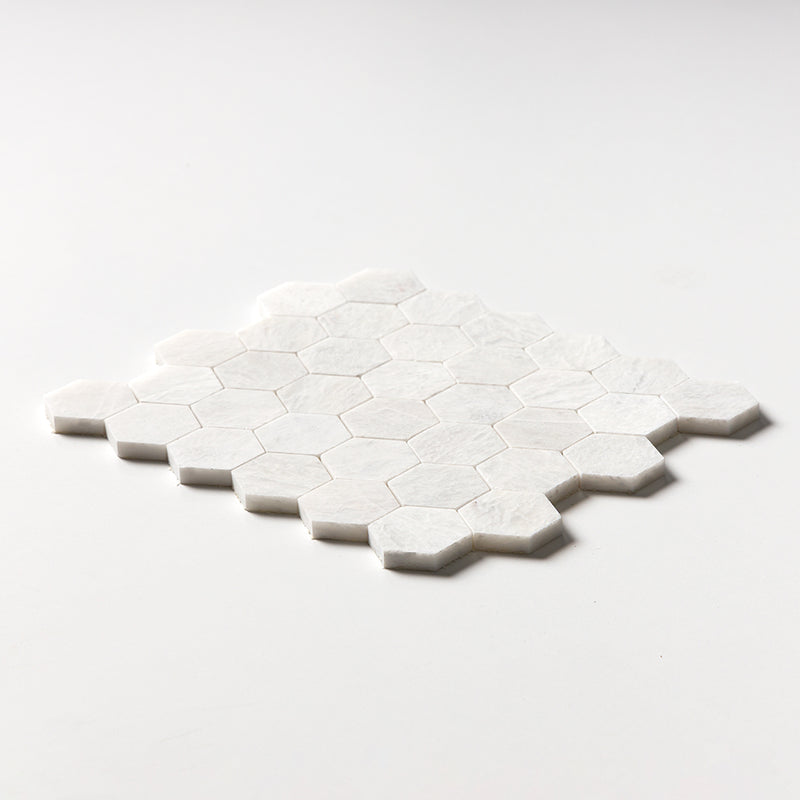 Siberian White Honed Hexagon 2x2 Marble Mosaics 10 3/8x12 Marble Honed 12x12 Mosaics — 2
