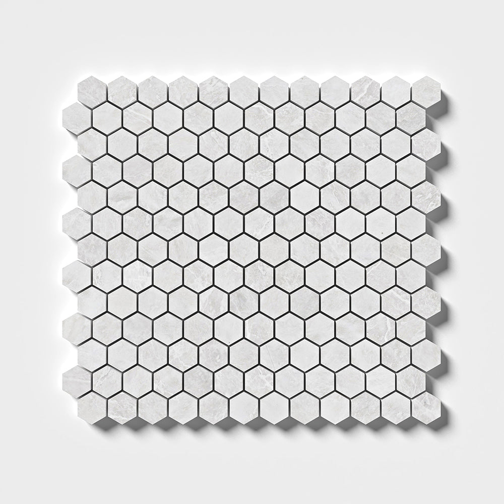 Siberian White Honed Hexagon Marble Mosaics 11 1/2x12 1/4 Marble Honed 12x12 Mosaics