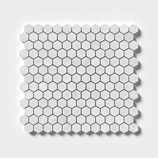 Siberian White Honed Hexagon Marble Mosaics 11 1/2x12 1/4