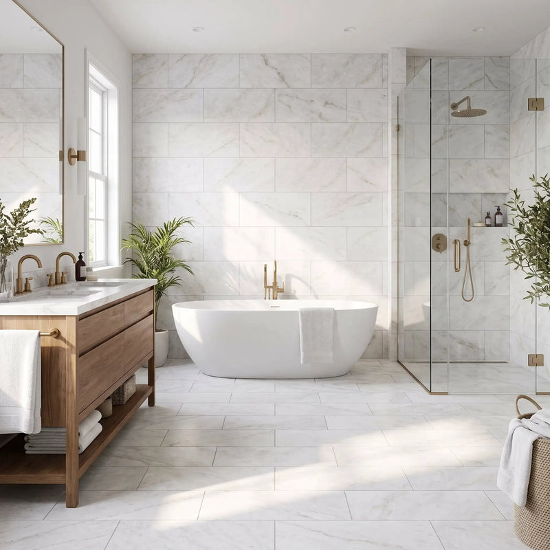 Siberian White Honed Marble Tiles 12x24 by Stonetiledepot