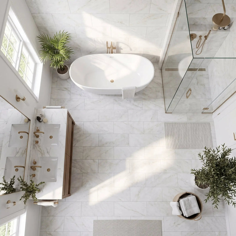 Siberian White Honed Marble Tiles 12x24 by Stonetiledepot