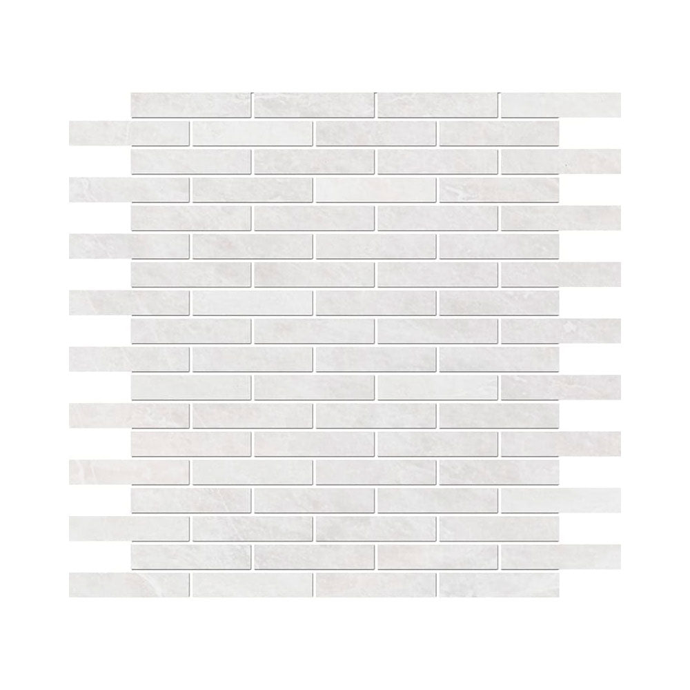 Siberian White Polished 5/8x3 Marble Mosaics 12x12 Marble Polished 12x12 Mosaics