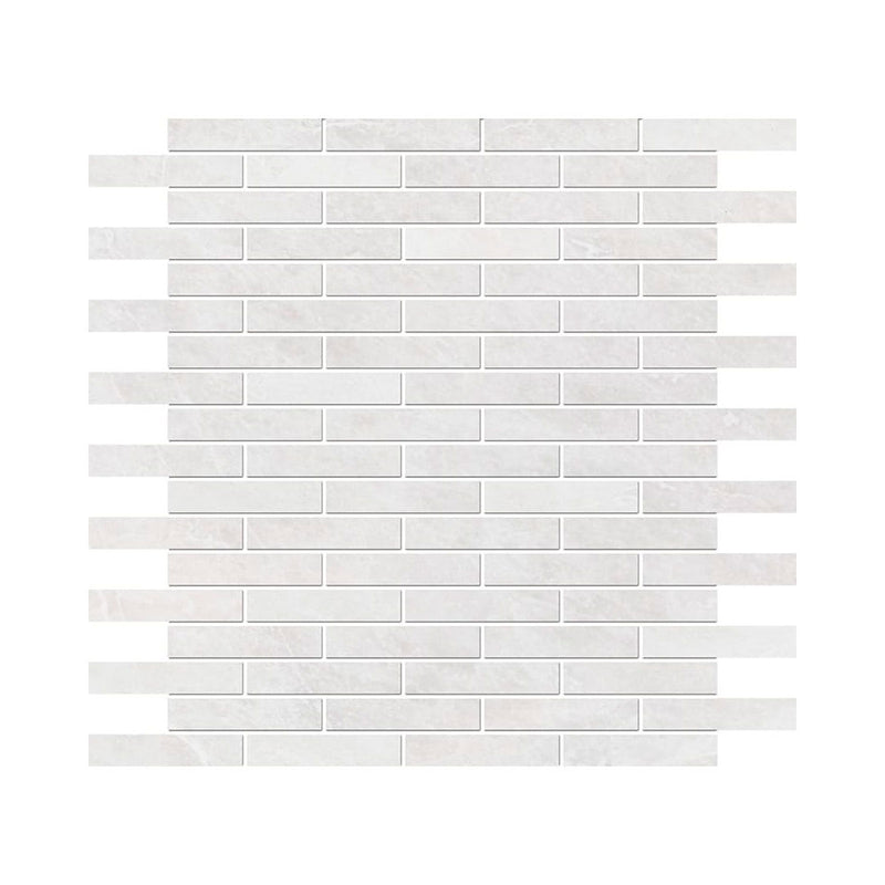 Siberian White Polished 5/8x3 Marble Mosaics 12x12 Marble Polished 12x12 Mosaics